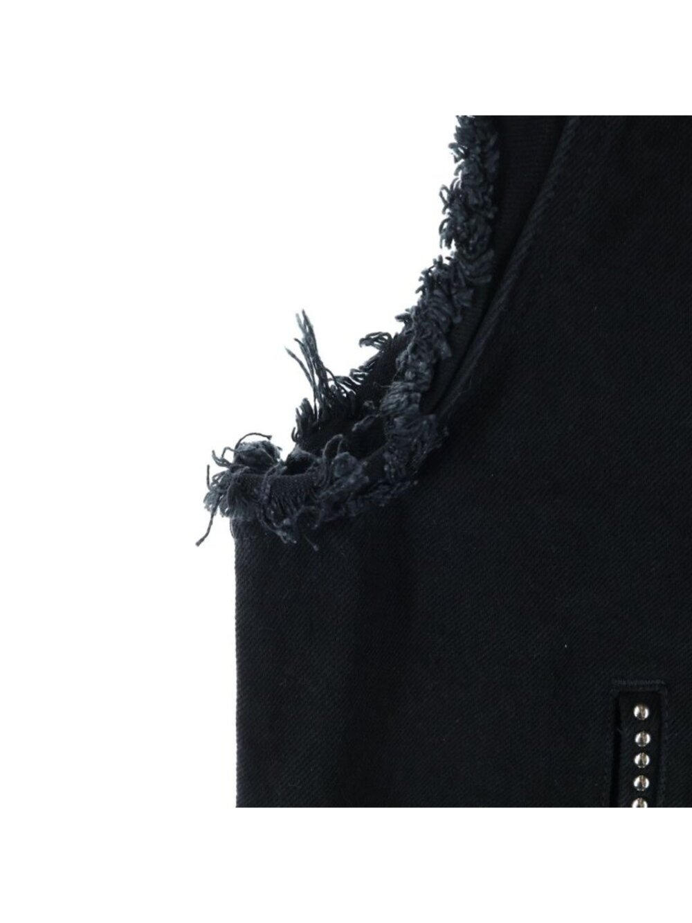 Celine Studded Decoration Cutoff Denim Vest Black - Picture 5 of 8